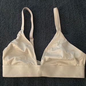 Negative satin deep v neck silky bra. Size 1